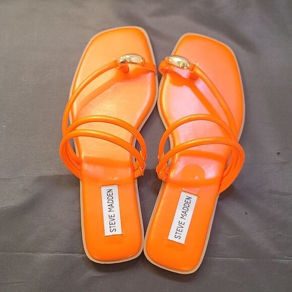 BRAND NEW STEVE MADDEN VIBANT ORANGE WOMENS SANDAL R3 - Picture 5 of 16